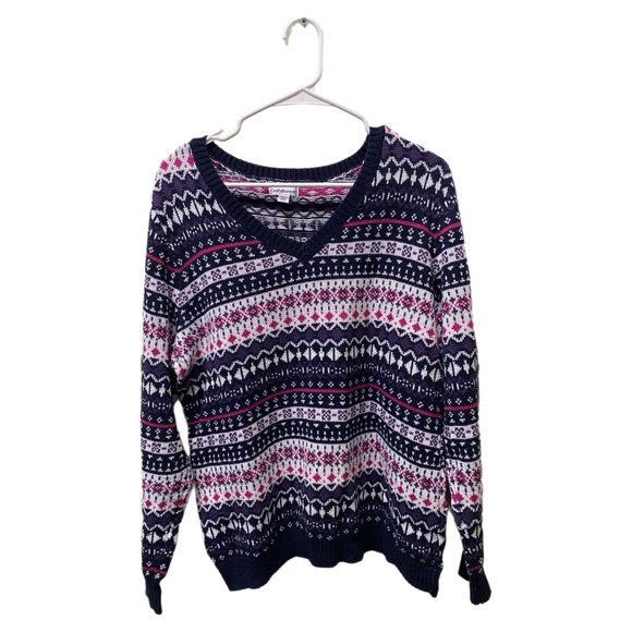 Croft & Barrow Multi-color Striped V-neck Sweater, XL, Pre-owned - Picture 1 of 7